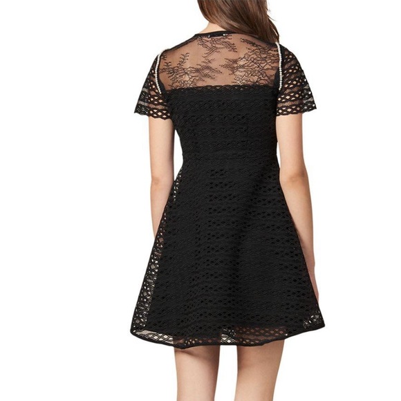 🤍🖤Sandro Woman Dente Embellished Paneled Lace Mini Dress Black Size 36/ us 2 - Picture 5 of 8